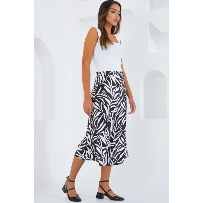 Siyah Beyaz Desenli Saten Etek 15806