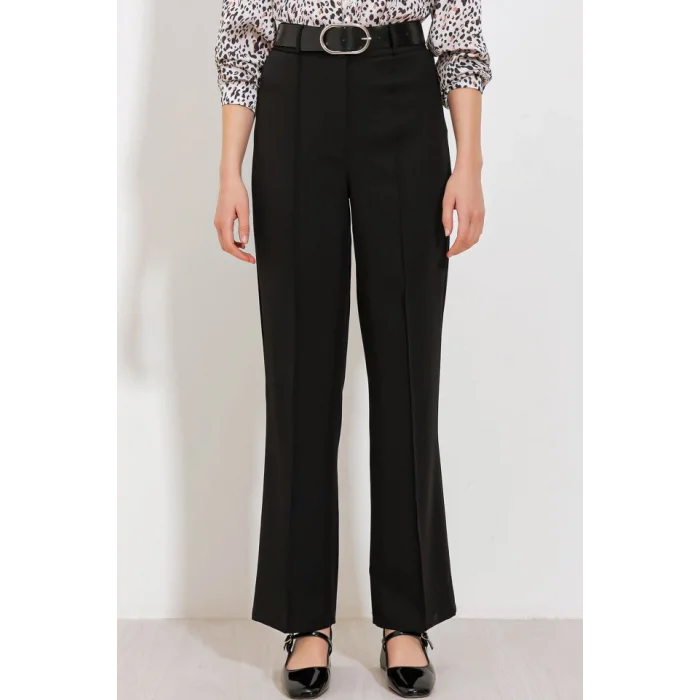 Siyah Yüksek Bel Kumaş Pantolon 6584