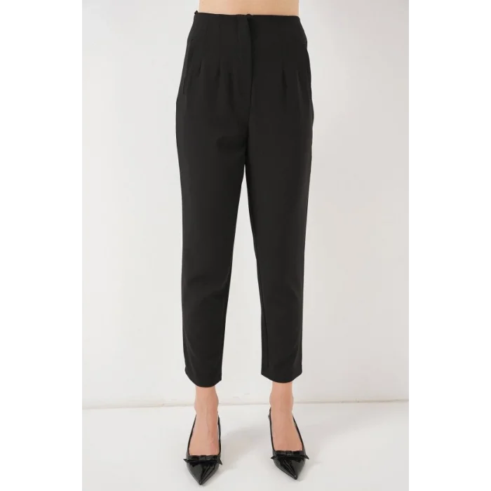 Siyah Yüksek Bel Kumaş Pantolon 6650