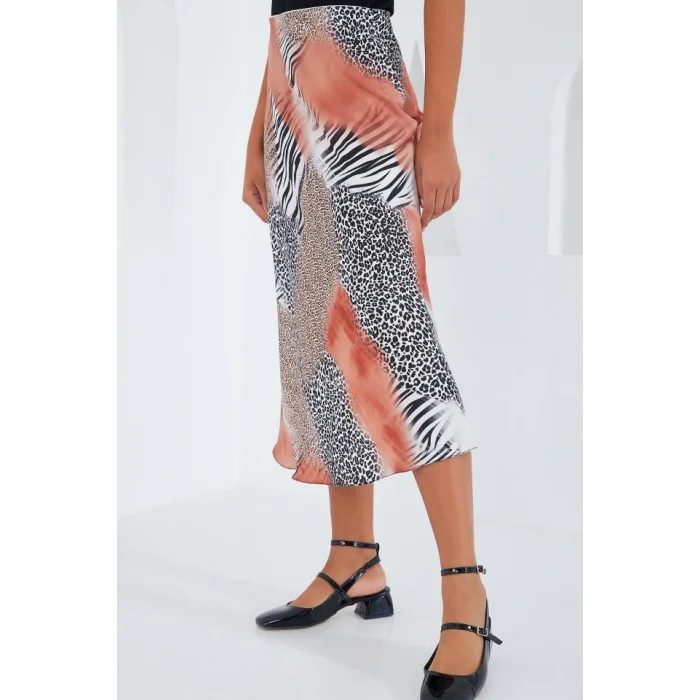 Somon Siyah Desenli Saten Etek 15806