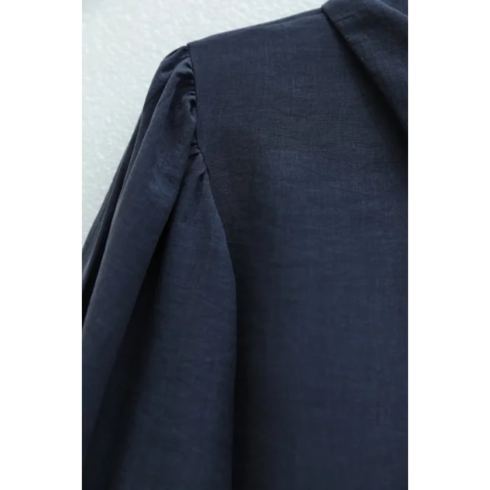 Taşlı Düğmeli Volan Detaylı Modal Gömlek Bluz -Laci