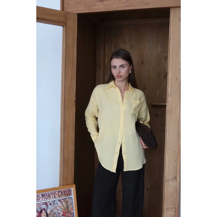 Tek cepli müslin gömlek sarı