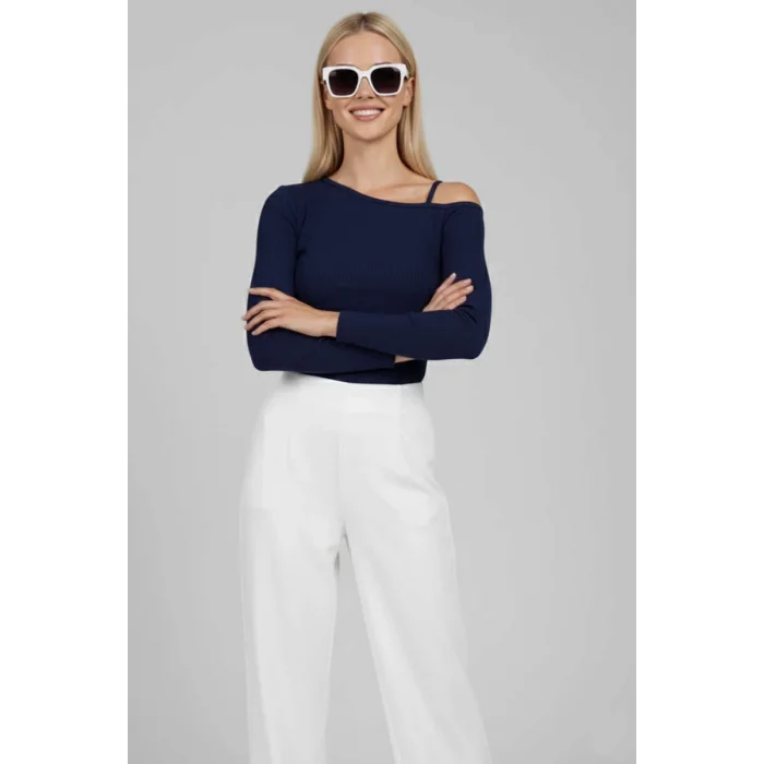 Tek Omuz İpli Bluz Lacivert T4328