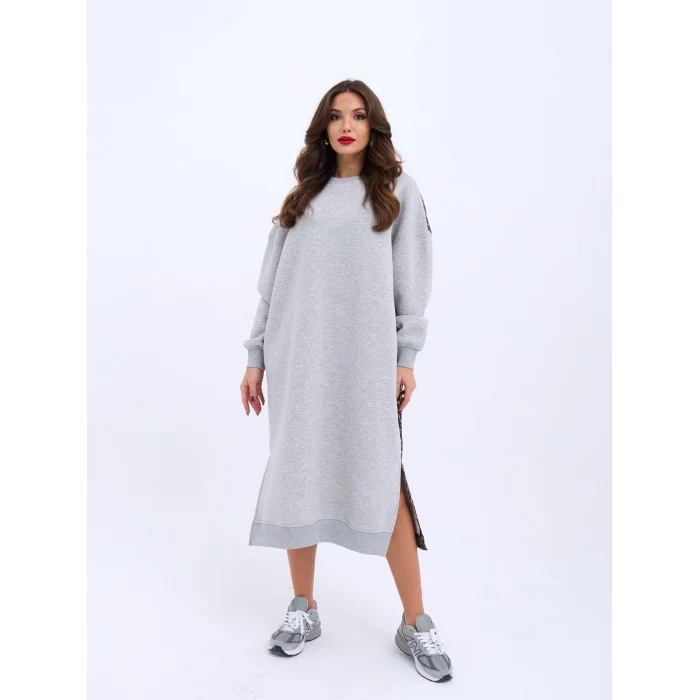 Kadın Arkası Leoparlı Yırtmaçlı Elbise