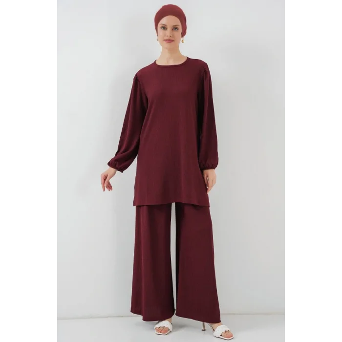 Tunik Pantolon Alt Üst Takım 6663 - Bordo