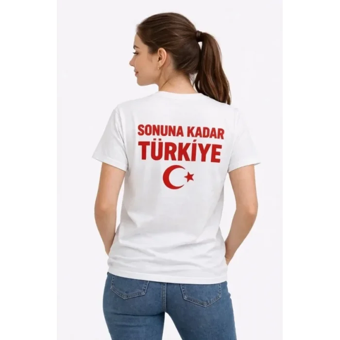 TÜRKİYE Ay Yıldız Baskılı Taraftar Forma T-Shirt - Beyaz