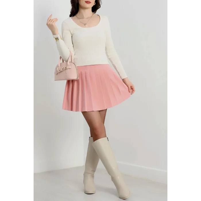 U yaka kaşkorse bluz beyaz A132