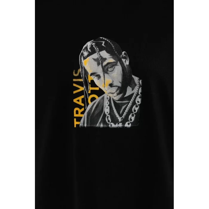 Unisex Baskılı Oversize T-Shirt - Siyah