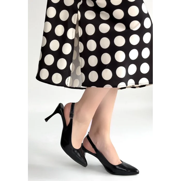 Uster Siyah Rugan Topuklu Ayakkabı