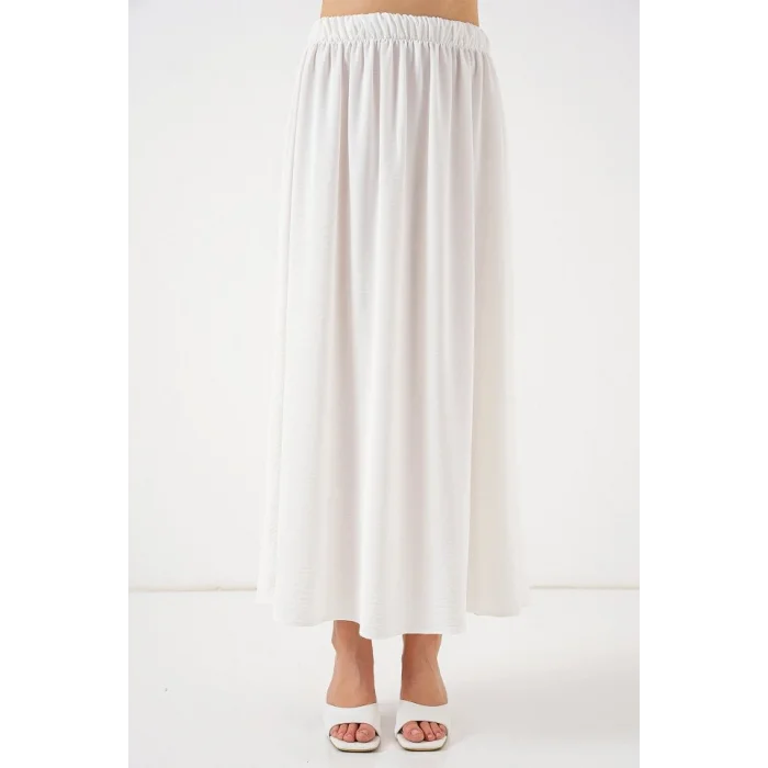 Uzun Ayrobin Etek 8050 - Beyaz