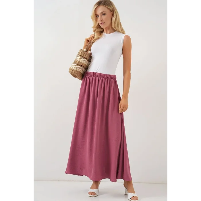 Uzun Ayrobin Etek 8050 - Gül Kurusu