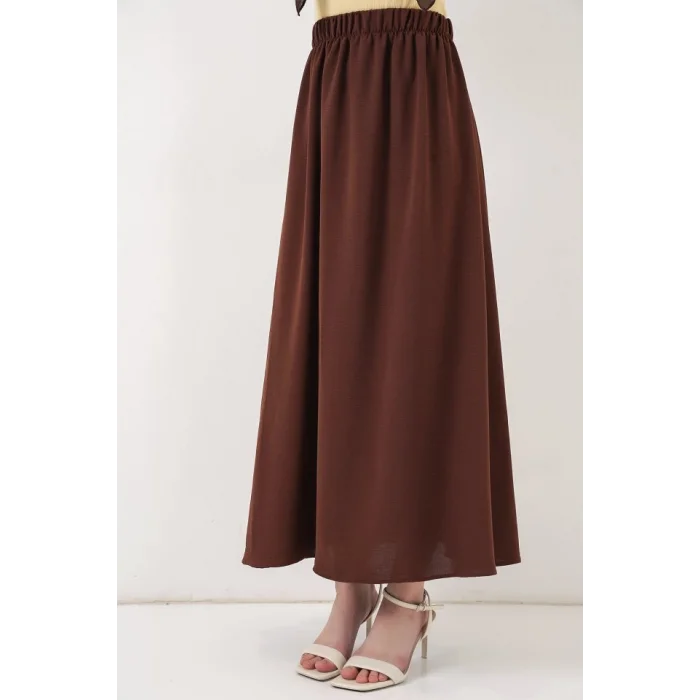 Uzun Ayrobin Etek 8050 - Kahverengi