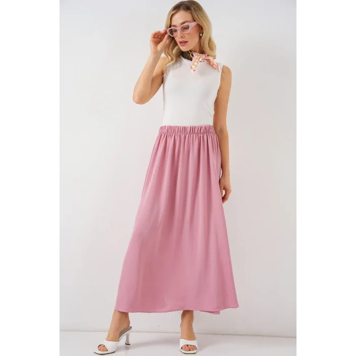 Uzun Ayrobin Etek 8050 - Pudra