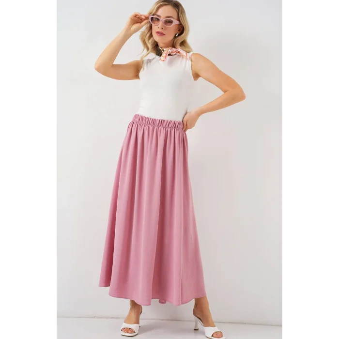 Uzun Ayrobin Etek 8050 - Pudra