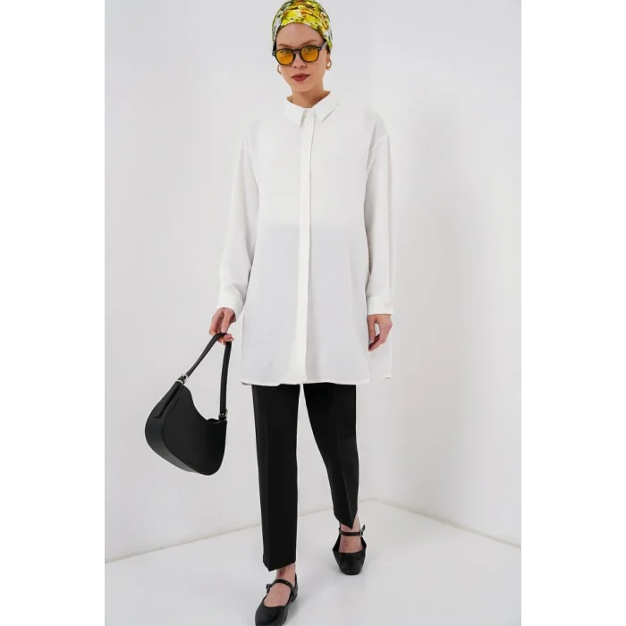 Uzun Gömlek Tunik 5945 - Beyaz