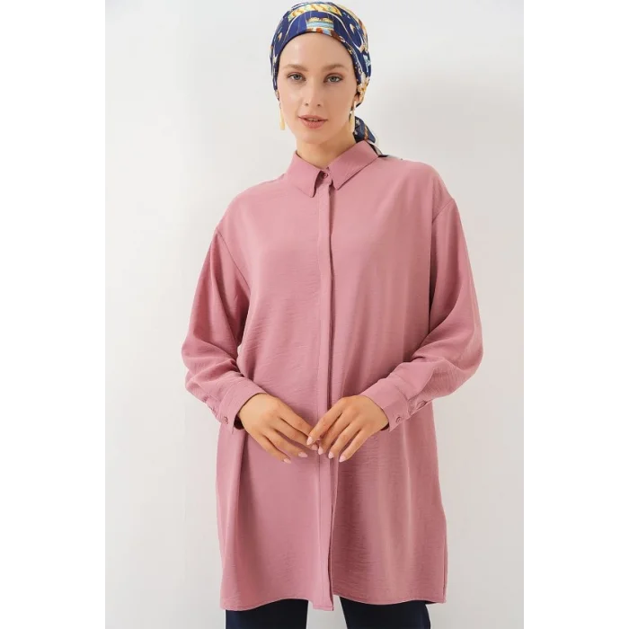 Uzun Gömlek Tunik 5945 - Pudra