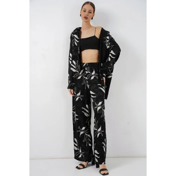 Uzun Jakalı Alt Üst İkili Takım 30089 - Siyah