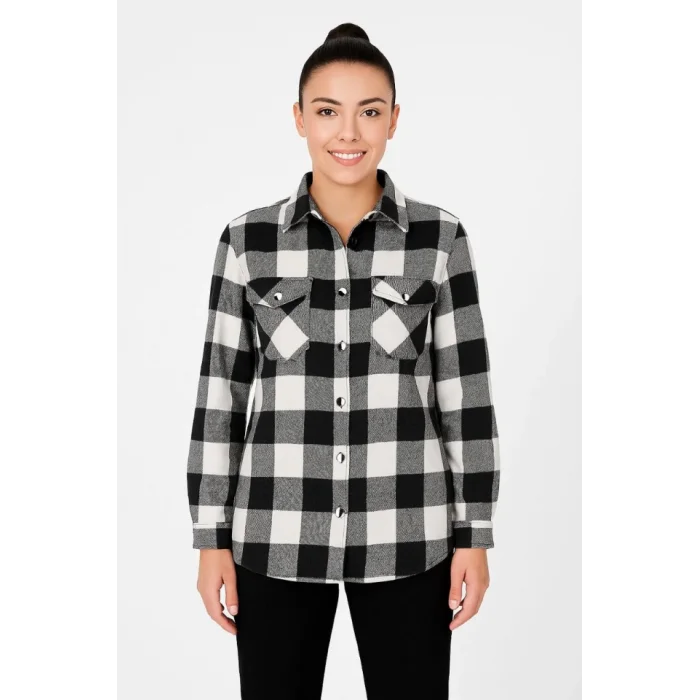 Uzun Kollu Oduncu Gömlek - Siyah