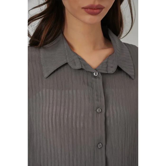 Uzun Oversize Gömlek 20320 - Antrasit