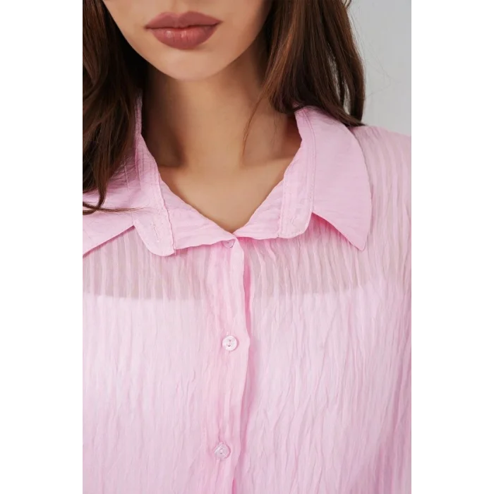 Uzun Oversize Gömlek 20320 - Pudra