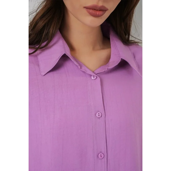 Uzun Oversize Gömlek 20334 - Lila