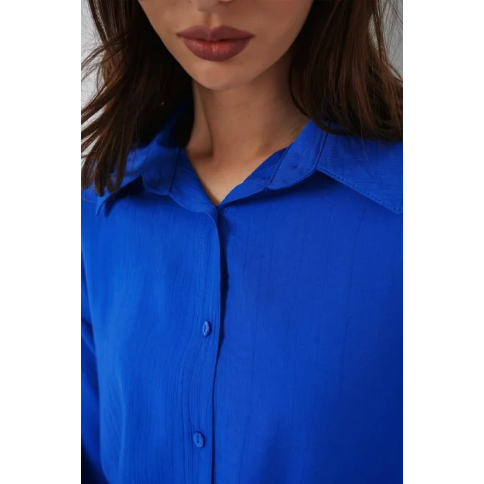 Uzun Oversize Gömlek 20334 - Saks