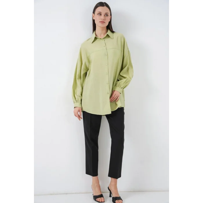 Uzun Oversize Gömlek 5965 - E.Yeşil