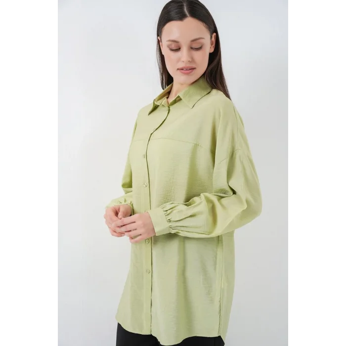 Uzun Oversize Gömlek 5965 - E.Yeşil