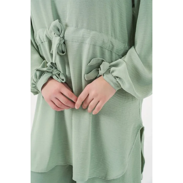 Uzun Tunik Pantolon İkili Takım 6719 - E.Yeşil