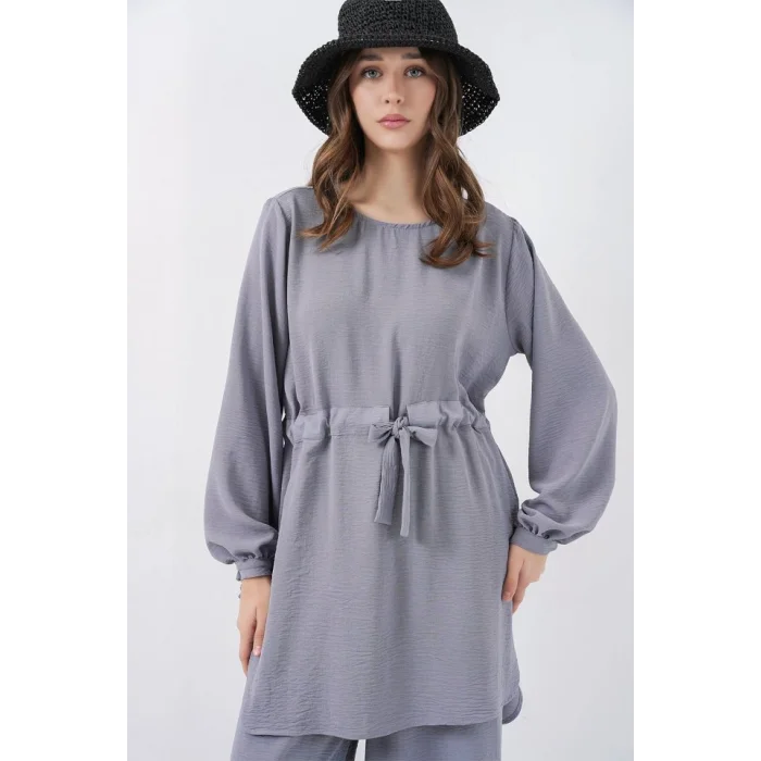 Uzun Tunik Pantolon İkili Takım 6719 - Gri