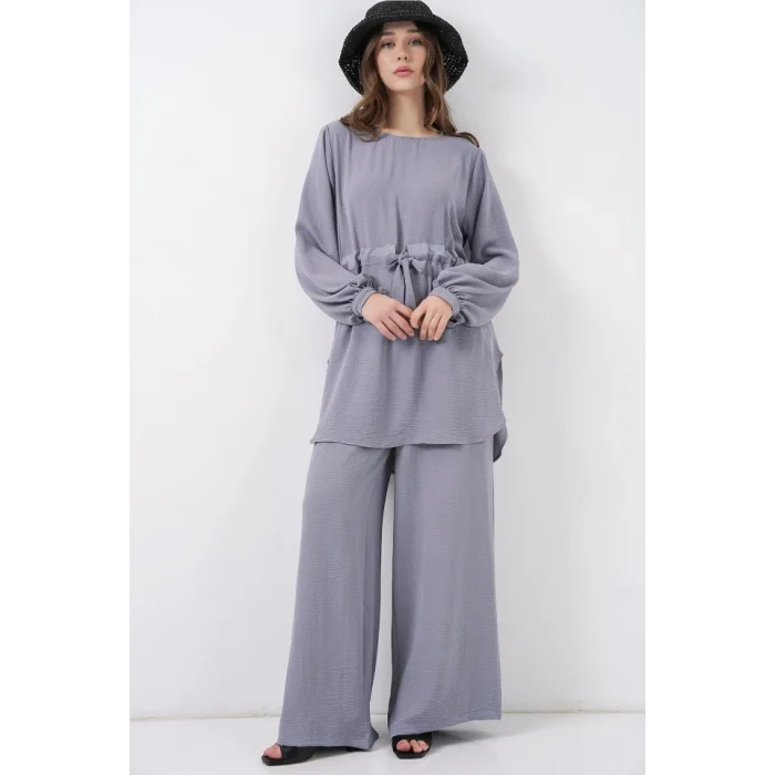 Uzun Tunik Pantolon İkili Takım 6719 - Gri