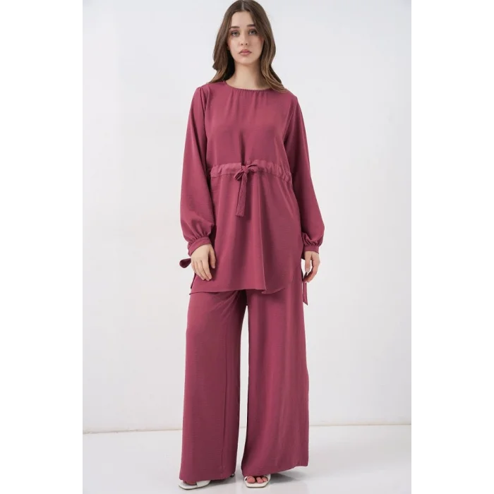 Uzun Tunik Pantolon İkili Takım 6719 - Gül Kurusu