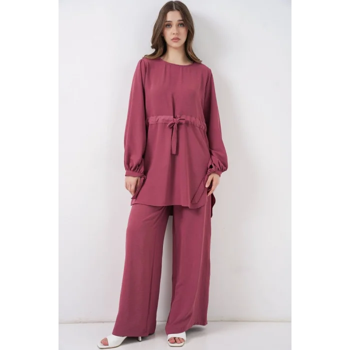 Uzun Tunik Pantolon İkili Takım 6719 - Gül Kurusu
