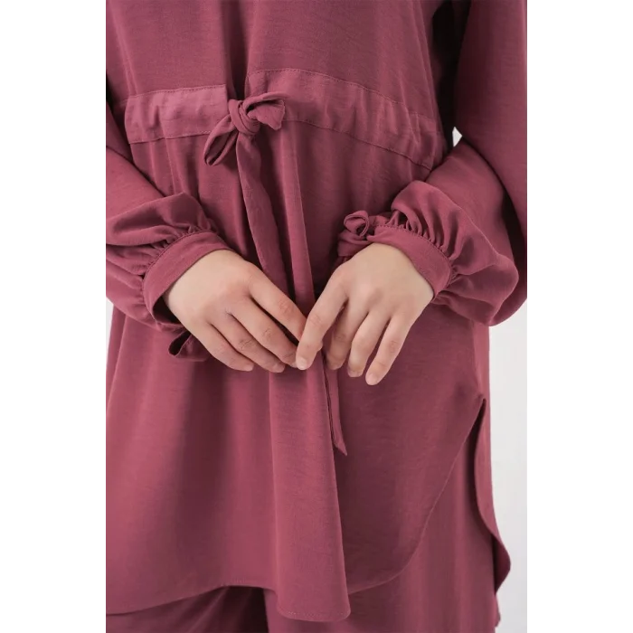 Uzun Tunik Pantolon İkili Takım 6719 - Gül Kurusu