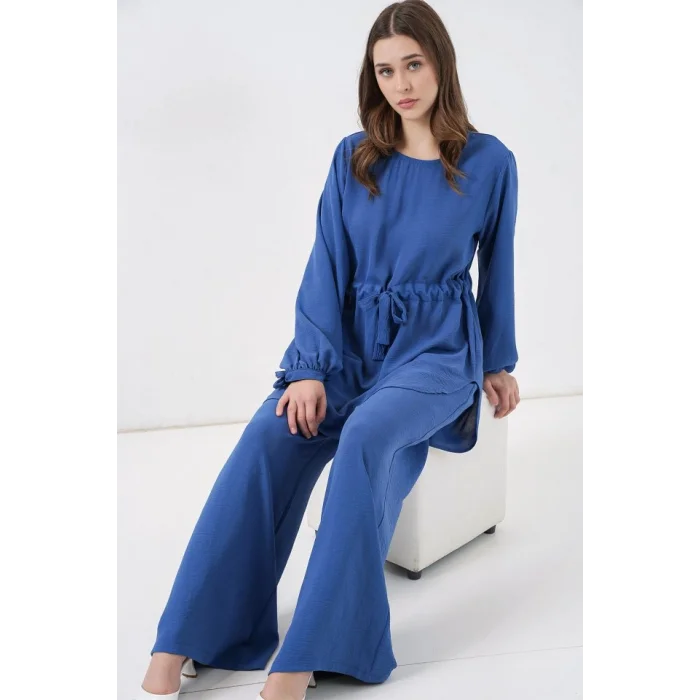 Uzun Tunik Pantolon İkili Takım 6719 - İndigo