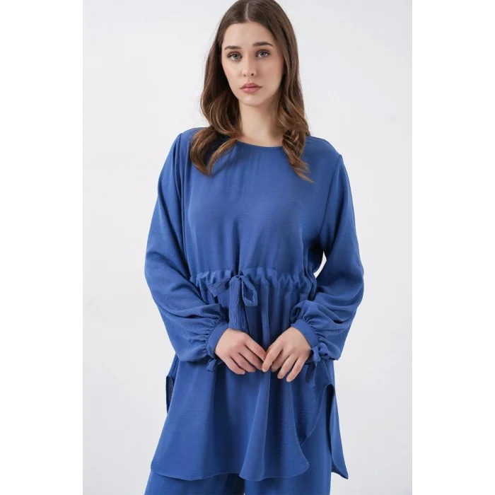 Uzun Tunik Pantolon İkili Takım 6719 - İndigo