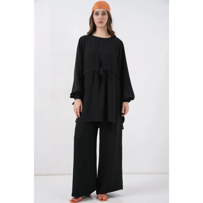 Uzun Tunik Pantolon İkili Takım 6719 - Siyah