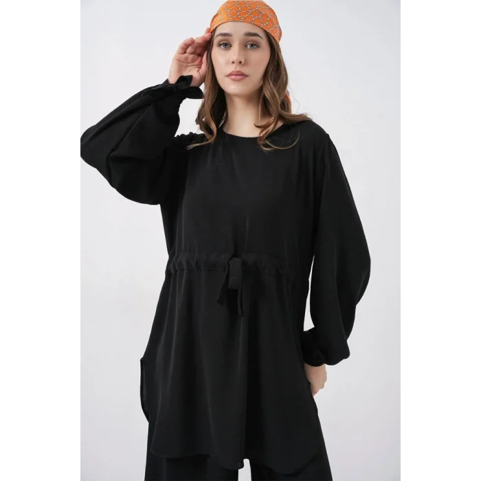 Uzun Tunik Pantolon İkili Takım 6719 - Siyah