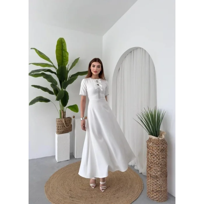 Wera Taşlı Fiyonk Detaylı Elbise