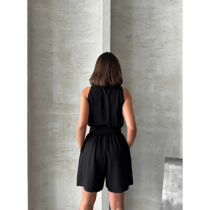 Yakalı şort tulum