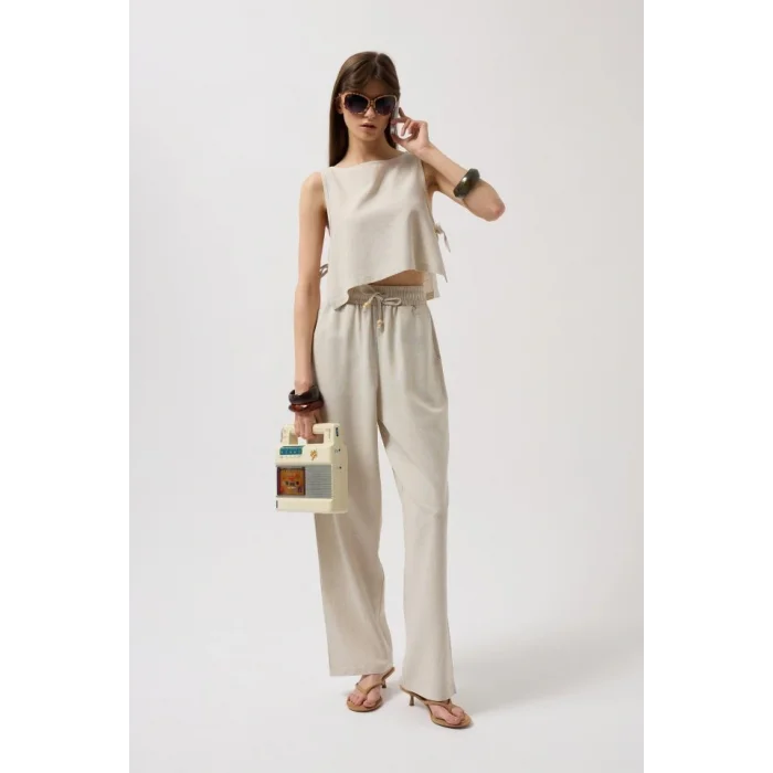 Yandan Bağlamalı Crop Bluz