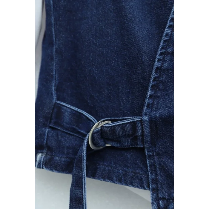 Yandan Bağlamalı Yelek Etek Kot Takım  -Laci