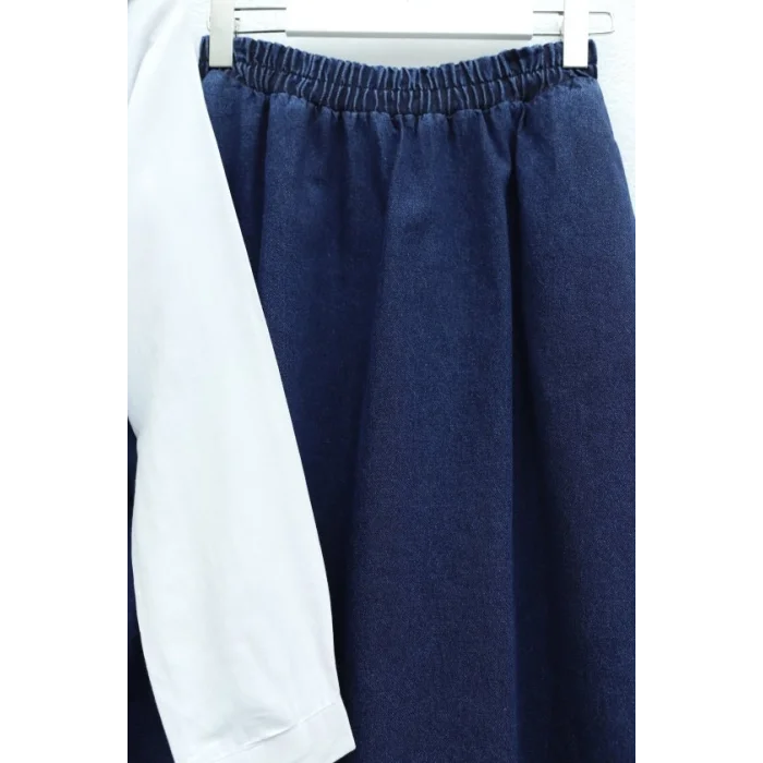 Yandan Bağlamalı Yelek Etek Kot Takım  -Laci