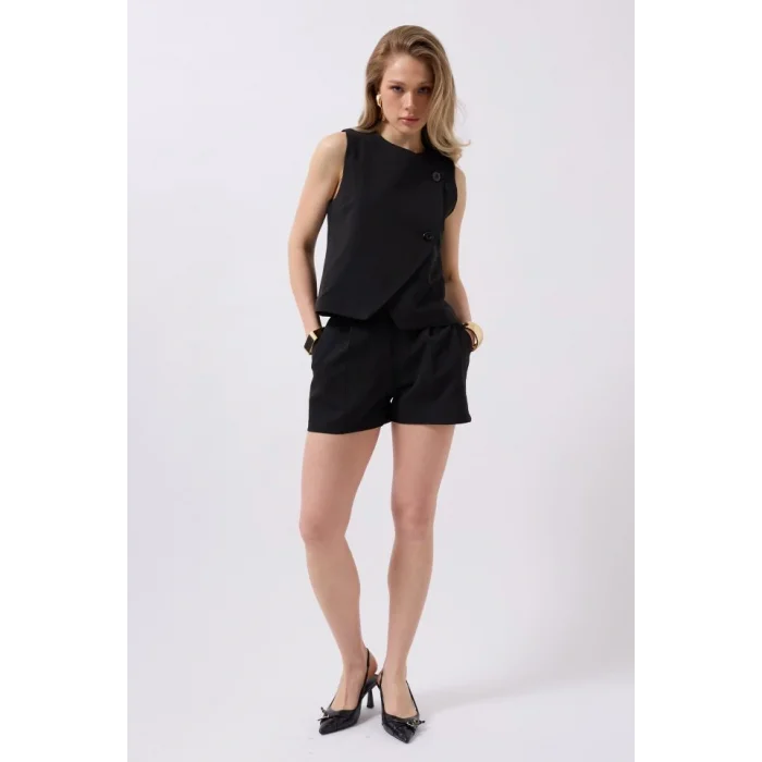 Yandan Düğmeli Dokuma Yelek