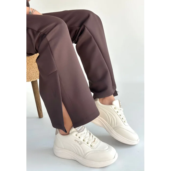 Yejja Bej Cilt Bağcıklı Spor Ayakkabı