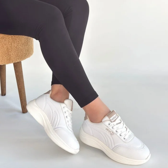 Yejja Beyaz Cilt Bağcıklı Spor Ayakkabı