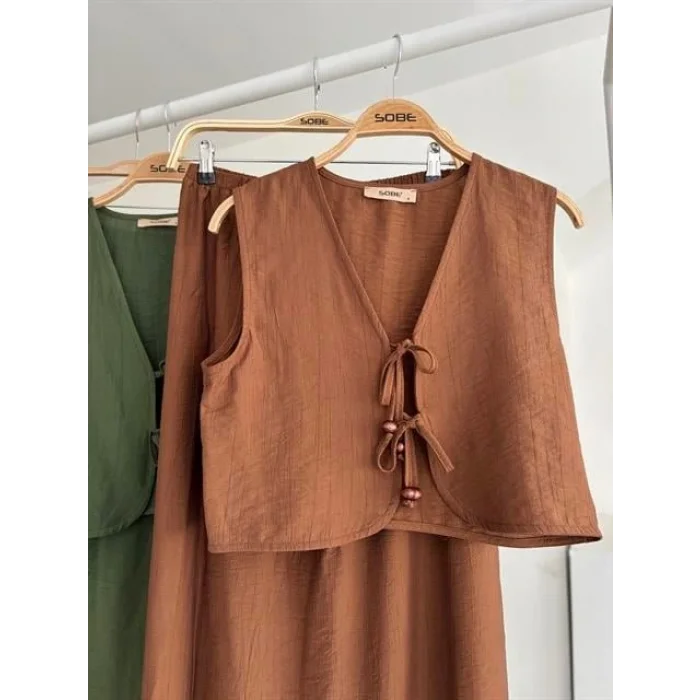 Yelek Önden Bağlamalı Uzun Etekli Takım 10192