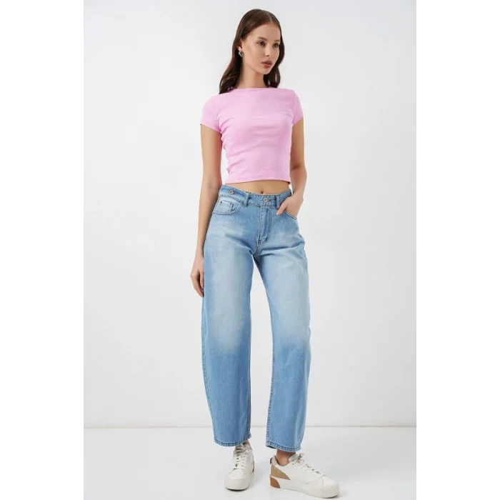 Yüksek Bel Kot Pantolon 30081 - Açık Mavi