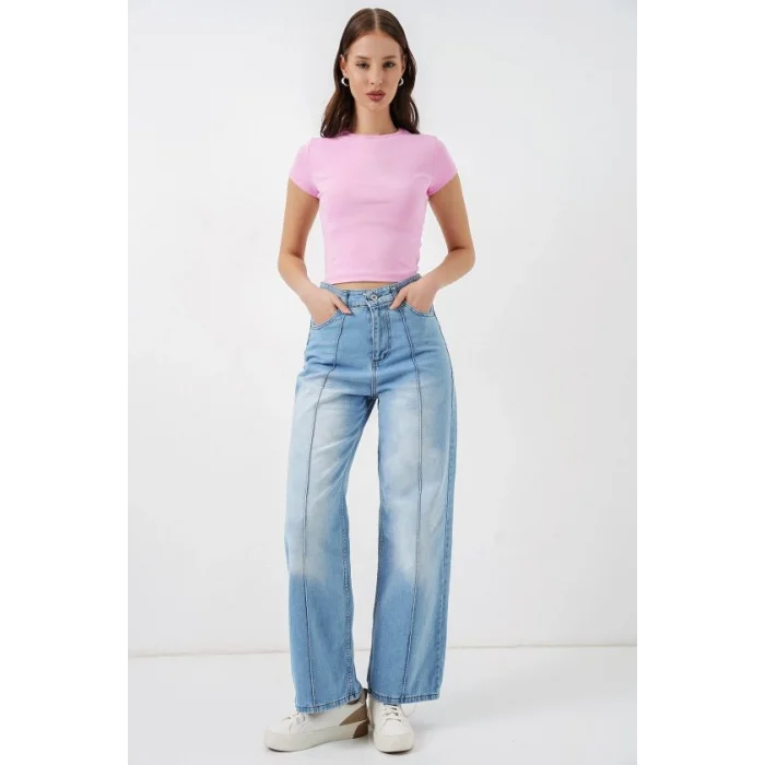 Yüksek Bel Kot Pantolon 30082 - Açık Mavi