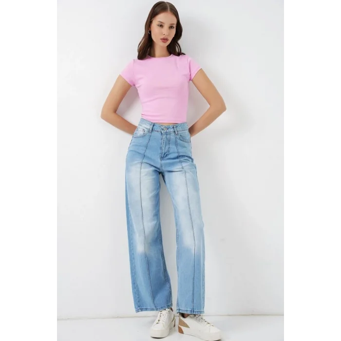Yüksek Bel Kot Pantolon 30082 - Açık Mavi